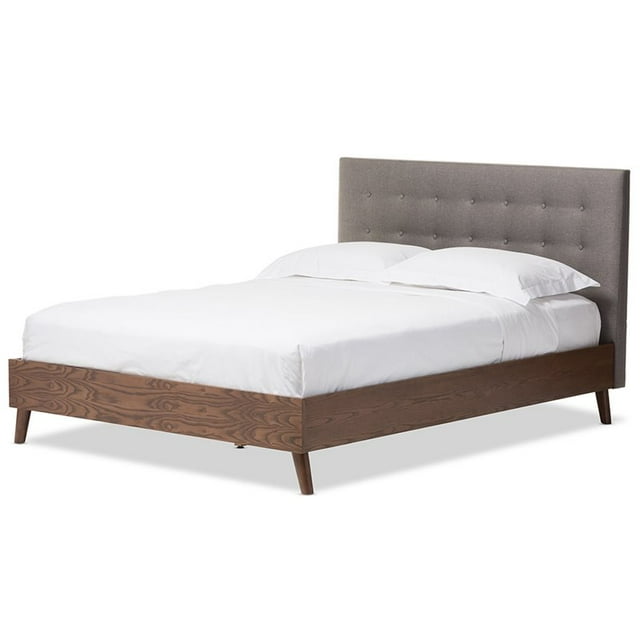 Baxton Studio Alinia Tufted Full Panel Platform Bed in Gray