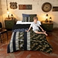 thumbnail image 3 of Manfei Camo American Flag Twin Comforter Sets, Patriotic Camouflage Bedding Set, Army Green, Black Reversible 2 Pieces, 1 Comforter and 1 Pillowcase, 3 of 6