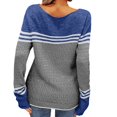 thumbnail image 4 of PEASKJP Women Autumn Winter Colorblock Pullover Sweaters Round Neck Striped Slim Fitting Knitwear Tops(Grey,S), 4 of 6