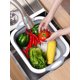 thumbnail image 2 of Tabla de cortar plegable, tabla de cortar con toalla, cocina, platos de camping plegables, fregadero, ahorro de espacio, cesta de almacenamiento multifunción 3 en 1 para preparación de barba, 2 of 5