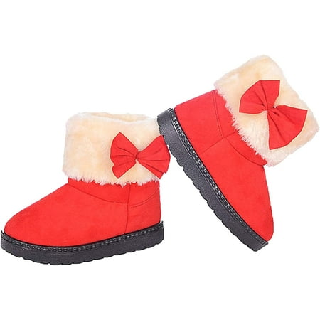 

Baby s Girl s Toddler Fashion Cute Bowknot Fur Lining Princess Warm Snow Boots