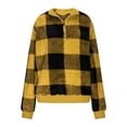 thumbnail image 3 of Dxzfnsa Womens Half Zip Sherpa Fleece Sweatshirts Soft Oversized Sweatshirts with Pockets Warm Fuzzy Plaid Sweaters, 3 of 5