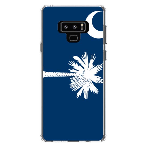 DistinctInk Clear Shockproof Hybrid Case for Samsung Galaxy Note 9 - TPU Bumper, Acrylic Back, Tempered Glass Screen Protector - South Carolina State Flag - US State Flag