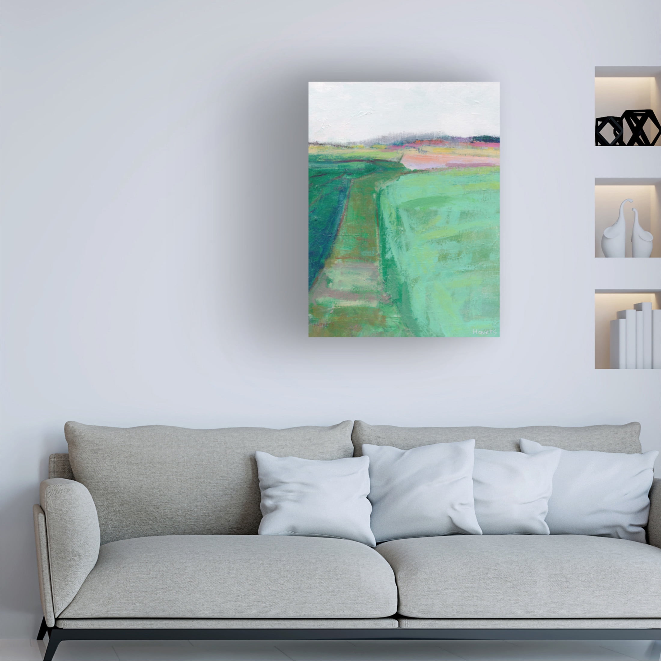 Canvas Wall Art - Chrissie Havers 'Pale Green Field' Wall Art for Living Room, Bedroom, or Office Décor by Trademark Fine Art - 14 x 19 Inches