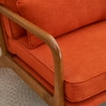 thumbnail image 5 of Tcbosik Upholstered Linen Lounge Chair in Burnt Orange, Mid-Century Modern Armchair with Solid Wood Frame & 5.5" Thick Padded Seat & Lumbar Pillow, Accent Chair for Living Space, Home Office, 5 of 10