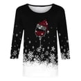 thumbnail image 4 of Christmas Shirts for Women 3/4 Sleeve Sparkle Glitter Xmas Tree Print Pullover Tops Fashion Holiday Christmas Clothes, 4 of 5
