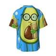 thumbnail image 2 of KLL Avocado with Glasses Print Men's Shirt Short Sleeve Button Down Summer Cuba Beach Shirts- 4X-Large, 2 of 7