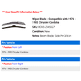 thumbnail image 2 of Wiper Blade - Compatible with 1976 - 1983 Chrysler Cordoba 1977 1978 1979 1980 1981 1982, 2 of 2