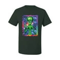thumbnail image 2 of Wild Bobby, Trippy Alien in Space Peace Hand Pop Culture Men's Graphic T-Shirt, Forest Green, 2XL, 2 of 3