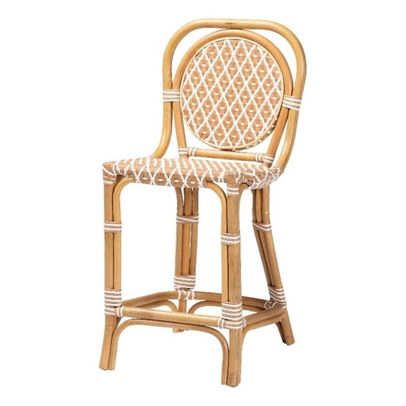 bali & pari Mattie Rattan Bistro Counter Stool Handwoven Accent Seating Beige