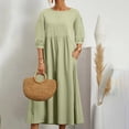 thumbnail image 2 of Dresses for Women Casual Women's Fashion Summer Loose Long Sleeve Round Neck Solid Color Ankle-length Dress, 2 of 5