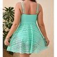 thumbnail image 6 of Sevevn Women's Plus Size Swim Dress V Neck Ruched Lace One Piece Swimsuit with Briefs Green 2XL, 6 of 8