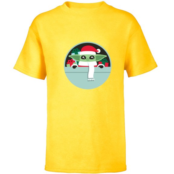 Star Wars The Mandalorian Grogu Loaded with Presents Holiday - Short Sleeve T-Shirt for Kids - Customized-Yellow