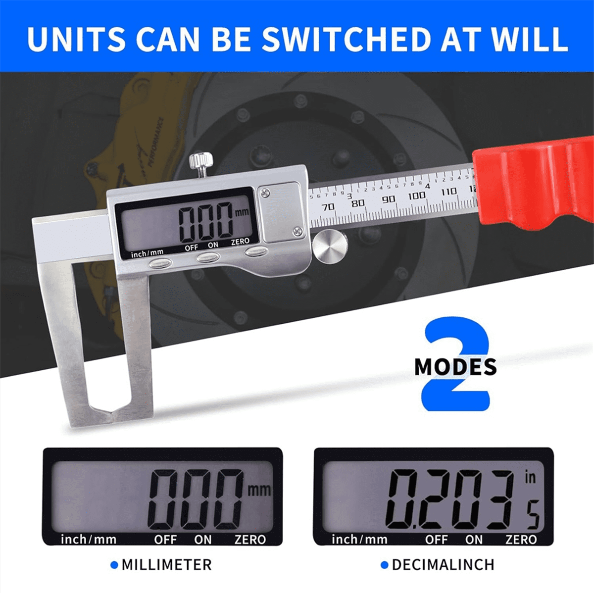 Disc Brake Rotor Micrometer,Digital Caliper Measuring Tool for Brake-6 Inch/150mm,Brake Wtih New