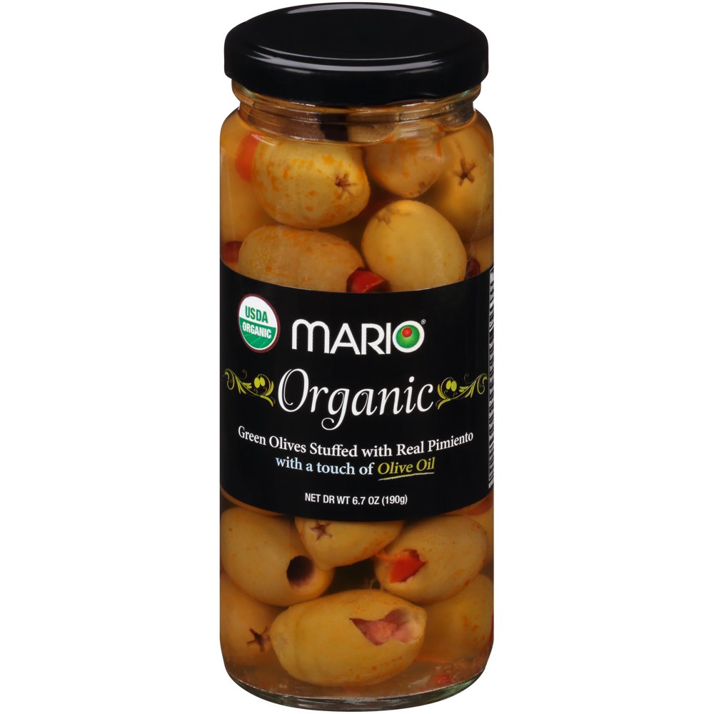Mario® Organic Green Olives Stuffed with Real Pimiento with a Touch of
