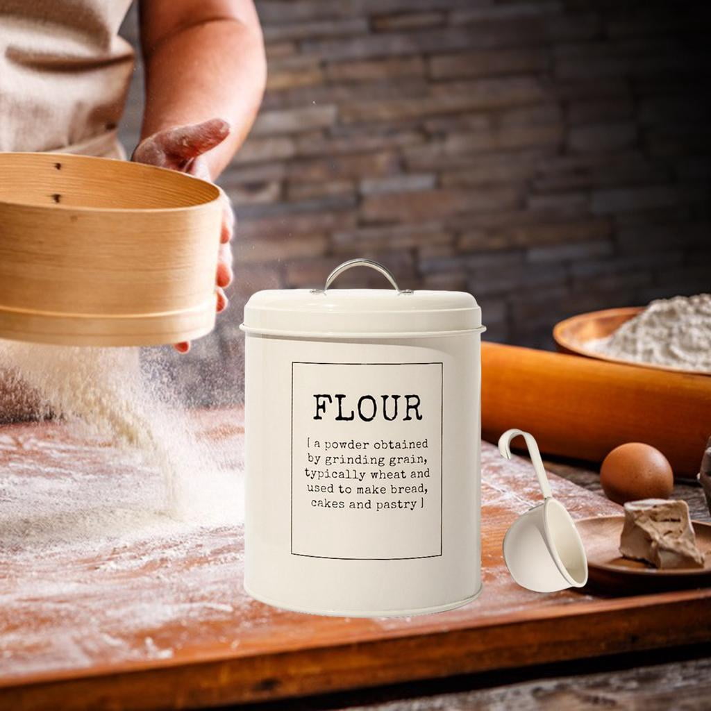 deevoka Metal Food Rice Flour Storage Tin Jar 5L Container 5L with Airtight Lid,