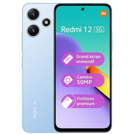 Redmi Xiaomi 12 5G + 4G LTE Global Unlocked 6.79" 50mp Triple Camera (Tmobile Mint Tello Global) (Sky Blue Global ROM, 128GB + 4GB)