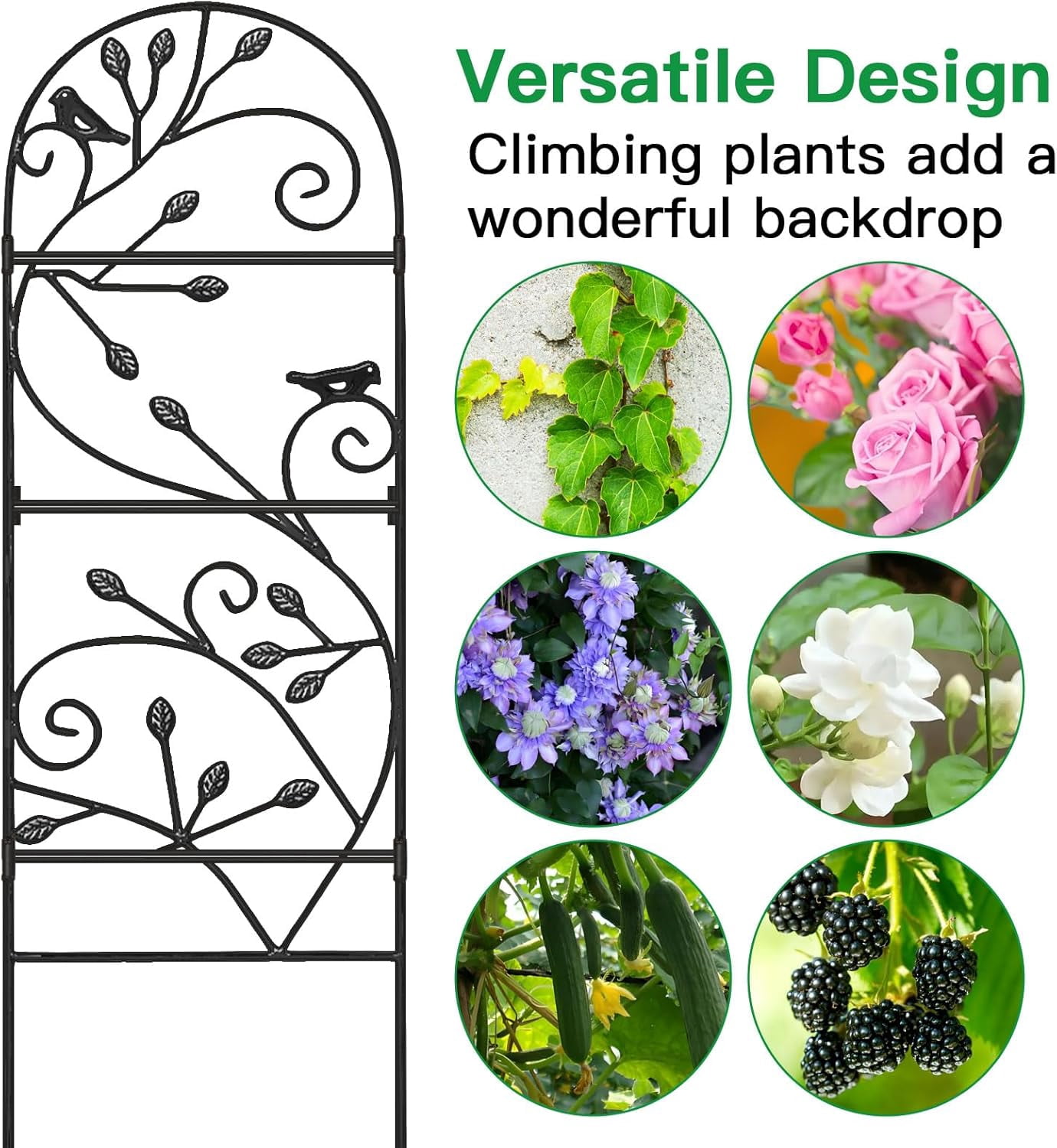 Garden Trellis for Climbing Plants Rustproof Black Iron Plant Trellis Potted Vines Vegetables Flowers Patio Metal Wire Lattices Grid Panels for Ivy Cucumbers Clematis