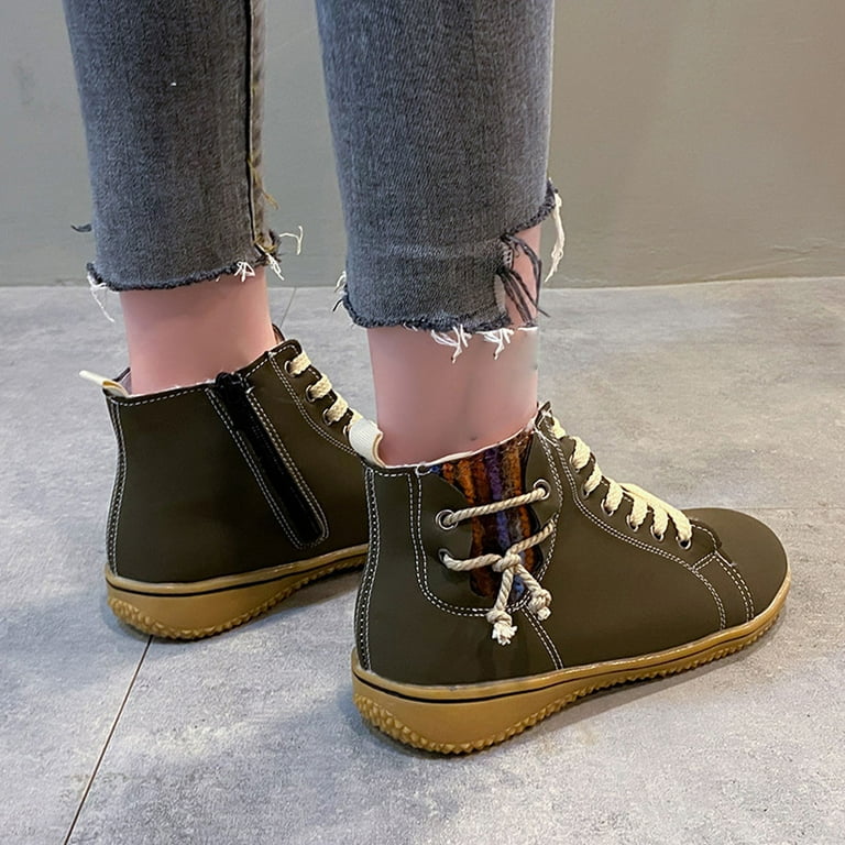 OKBOP Women's Low-heeled Ankle Boots-Warm Winter Fashion Duck Duck