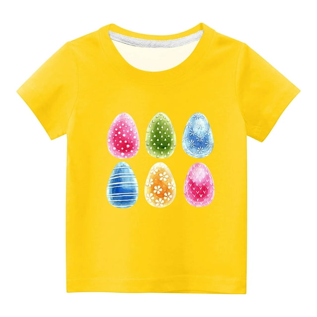 Cadeaux de Pâques pour Garçons, Cadeaux de Pâques pour Enfants, Tout-Petits Garçons Filles Imprimé Œufs de Pâques Mignons Col Rond Manches Courtes, Cadeaux pour Filles Tout-Petits, Shorts pour Filles