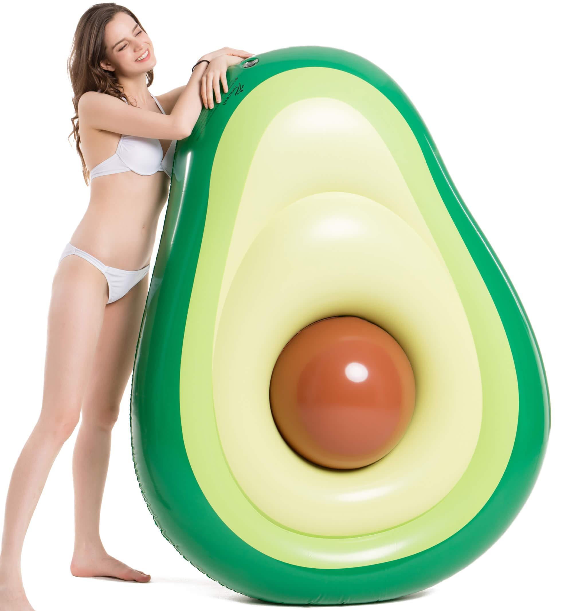 Ideal For Adults /& Children Ages 5 /& Up Waft Inflatable Avocado Pool Float Weight Capacity 150 Kg Pool Floatie With Brown Ball Thick /& Long-Lasting Easy Inflation /& Deflation Great Gift Option
