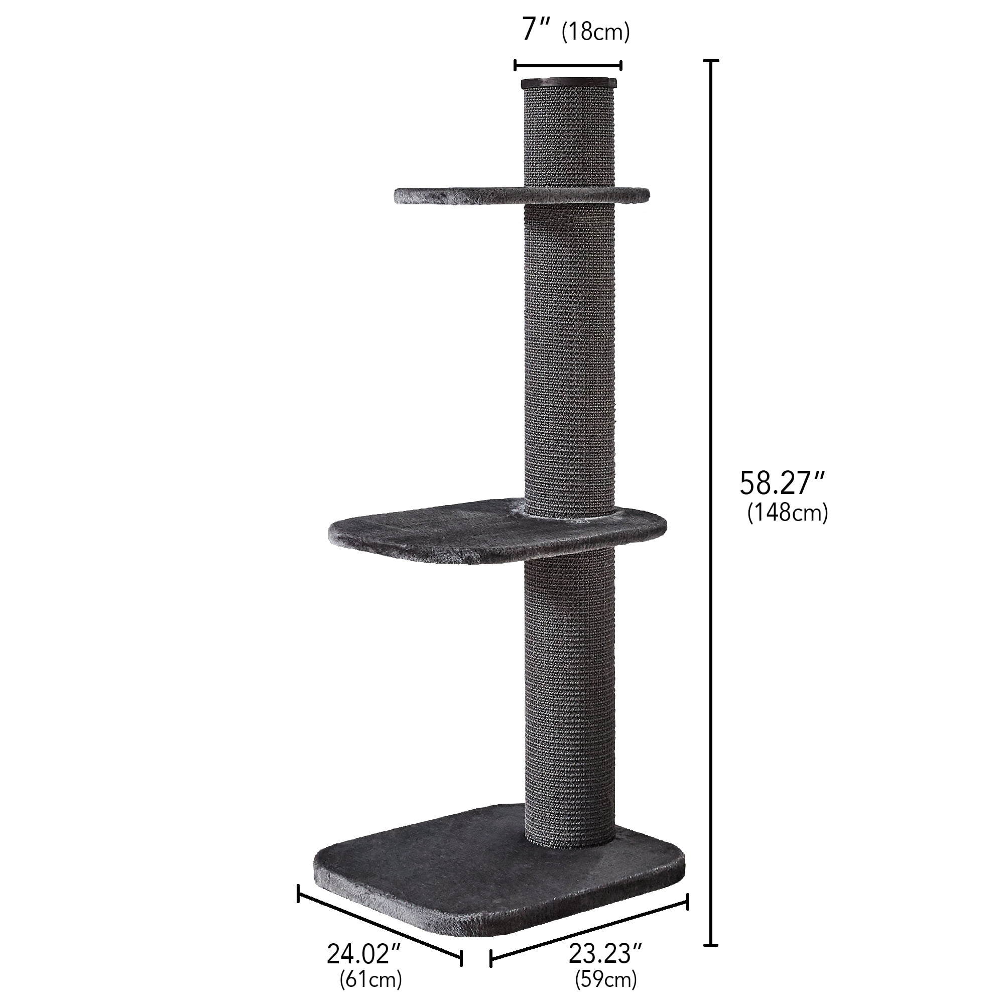 Two by Two Maple Cat Tree 3 Grey 58.3-inch Cat Scratching Post