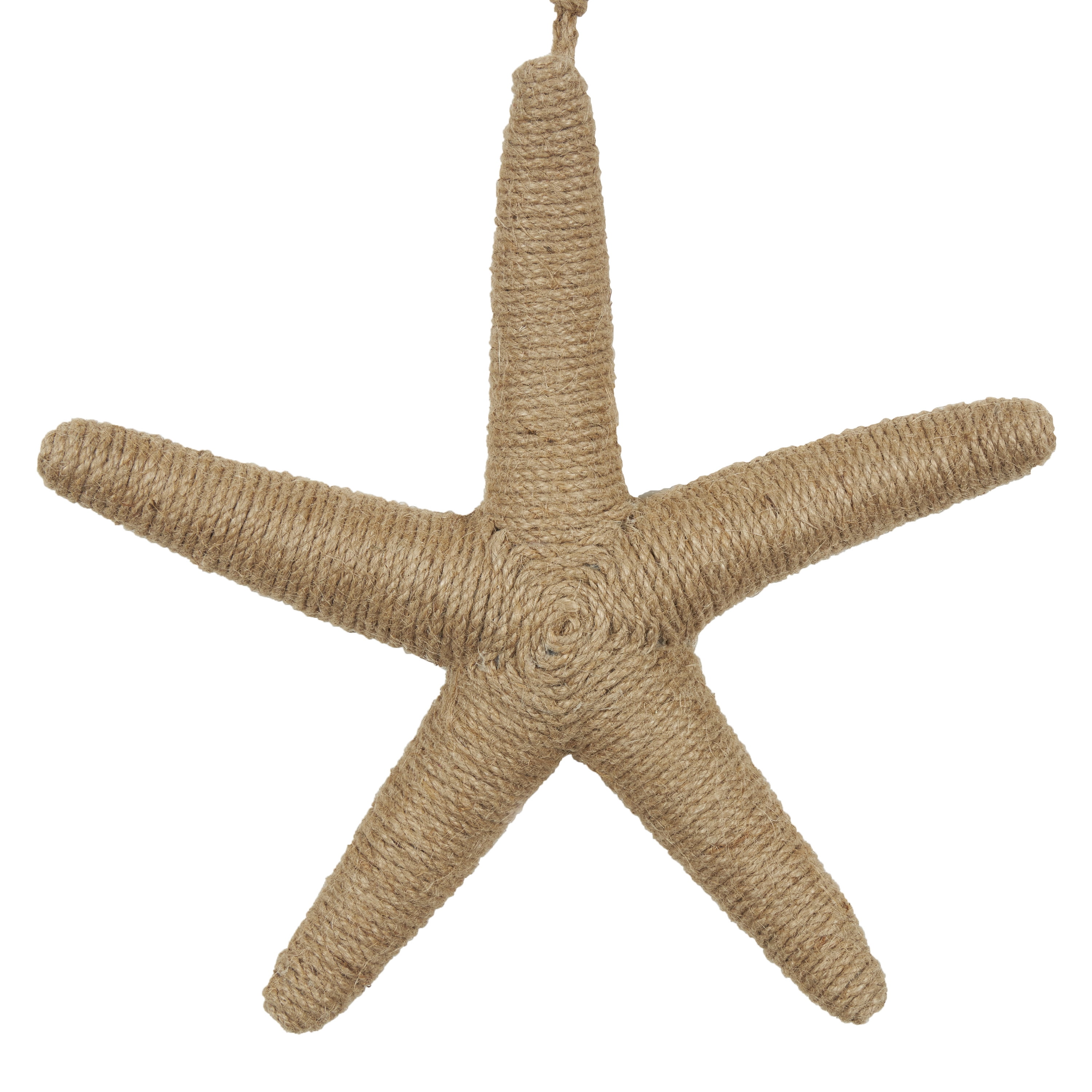 DecMode Light Brown Jute Handmade Wrapped Starfish Wall Decor with Hanging Rope