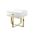 thumbnail image 3 of Hilo White Gold Side Table - 1 Drawer, Hight Gloss Lacquer Finish, Polished Stainless Steel Base, 3 of 10
