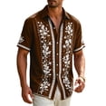 thumbnail image 5 of Havenx Button Down Shirt for Men Short Sleeve Collared Shirt Floral Print Outfits Vacation Casual Stylish Summer Beach Clothes,Coffee L, 5 of 5