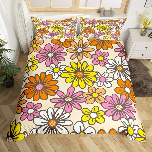 Yst 60s 70s Groovy Flower Duvet Cover Twin Hippie Funky Flower Bedding