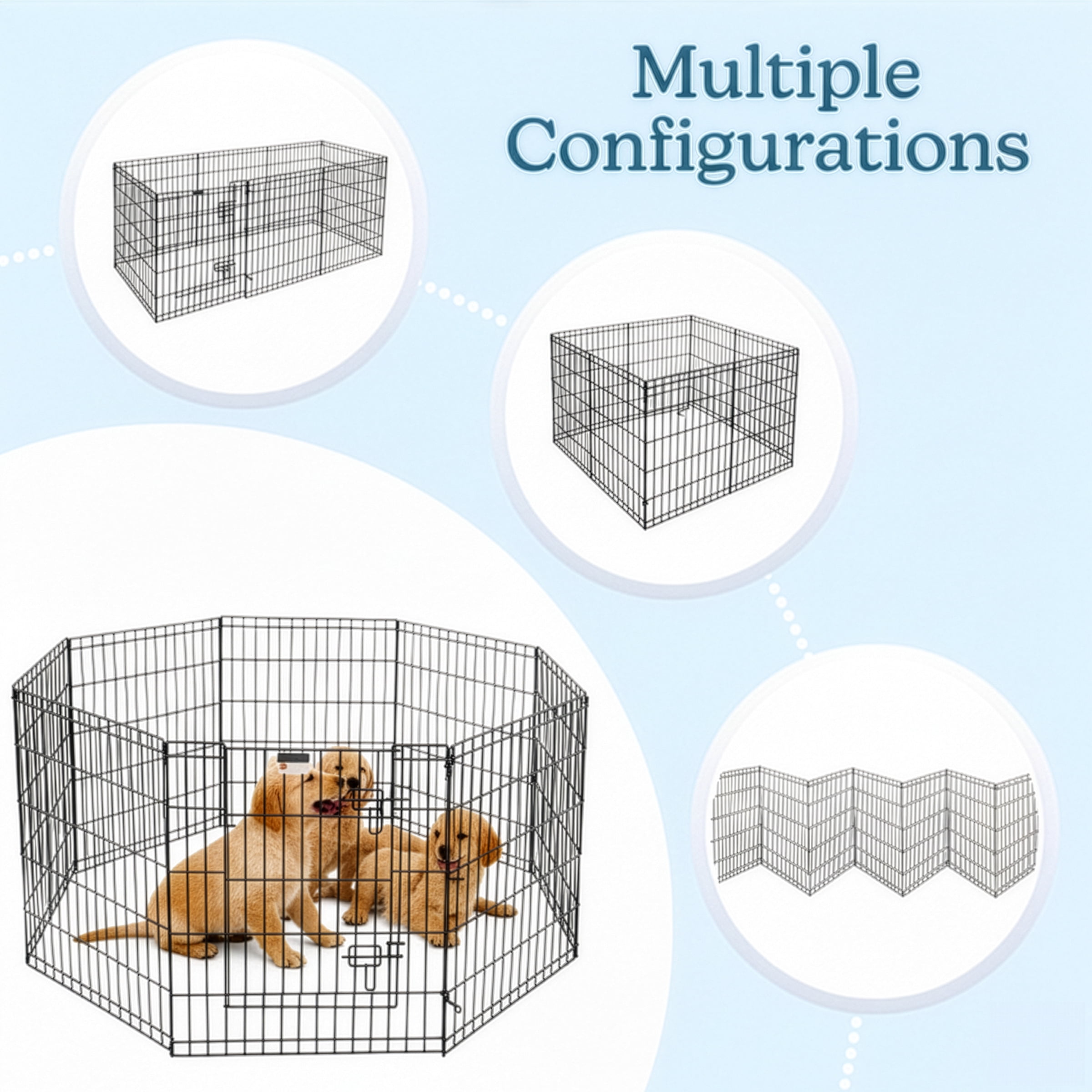 PETMAKER Indoor/Outdoor Foldable Puppy Dog Playpen - Eight 24x30in Panels