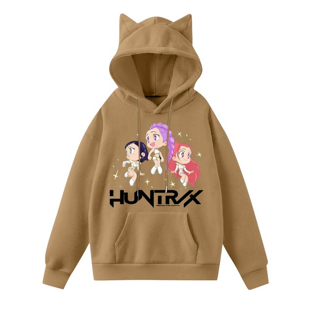 Pop cazadora para niña Demo-n Hunters Women's Fashion Hooded Sweatshirt Cat Ear Pullover Casual Streetwear Soft Comfortable Long Sleeve Tops for Daily Wear Spring Fall Winter (Light Brown)