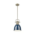 thumbnail image 3 of Yep by Golden Lighting Duncan 1-light 9in Rod Hung Pendant in Aged Brass and Navy Blue shade, 3 of 4