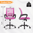 thumbnail image 7 of Mid Back Computer Chair Mesh Office Chair Height Adjustable Task Rolling Swivel Chair Comfortable Seat & Back Support Ergonomic Desk Chair with Armrest & 360 Degree Casters,Pink, 7 of 7