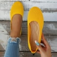 thumbnail image 2 of Krdevn Women's Knit -On Shoes Breathable Non- Ballet Flats Lightweight Comfortable Summer Casual Walking Shoes,Color: Yellow Size: 42, 2 of 6