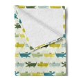 thumbnail image 2 of Animal Soft Flannel Fleece Blanket, Crocodile Characters in Cartoon Style Funny Faces Animal Alligators Childish, Cozy Plush for Indoor and Outdoor Use, 50" x 70", Yellow Green Teal, by Ambesonne, 2 of 5
