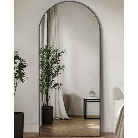 Antok 68 x 26  Arched Full Length Mirror Standing Floor Mirror Stand Up Mirror  Black Frame