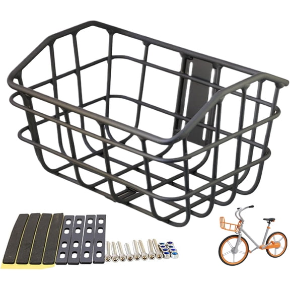 Bike Basket - Front Handlebar Storage Rack, Sturdy Wire Cargo Carrier, Precise Secure Mounting System, Cycling Accessory, Fits All Bicycle Styles, for Shopping School Picnic