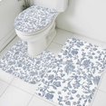 thumbnail image 3 of Blue Flower Bath Mat 3 Piece Bathroom Rug Set, Vintage Farmhouse Boho Leaf Spring Summer Non Slip Bath Rug Contour Mat and Toilet Lid Cover, Absorbent Shower Mats Soft Bath Rugs and Mats Sets, 3 of 8
