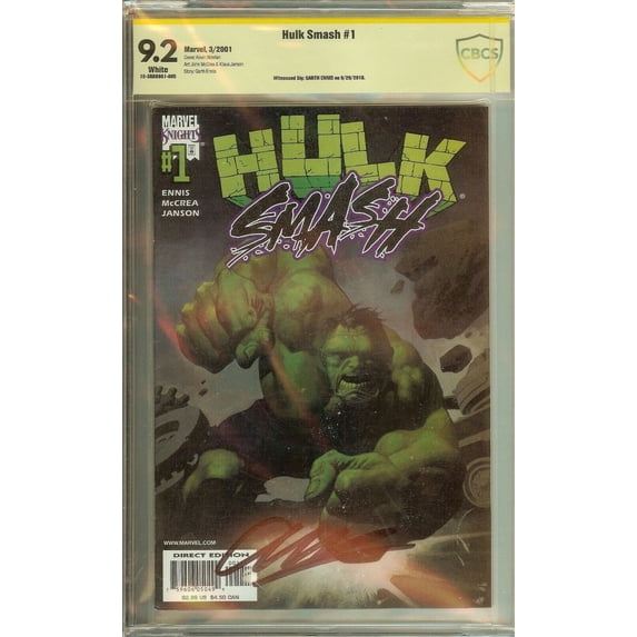 Hulk Smash #1 CBCS (not CGC) 9.2 Signed Garth Ennis
