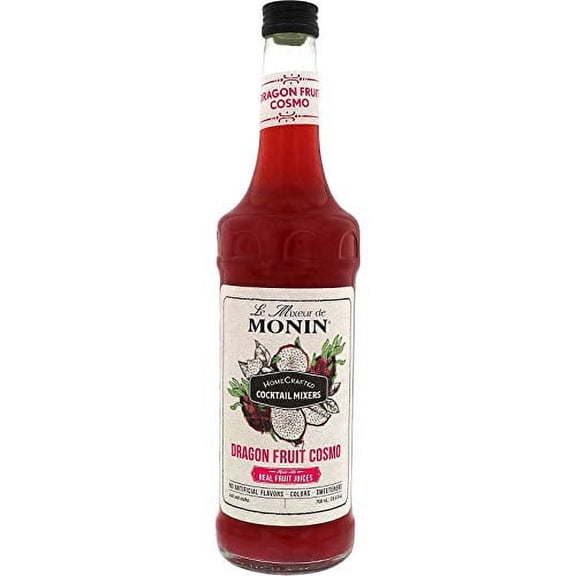 Monin - Dragon Fruit Cosmo Cocktail Mix, Real Strawberry & Pear Fruit Blend, DIY Cocktails 750 ml