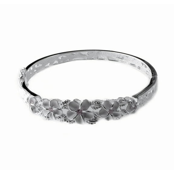 R.H. Jewelry Sterling Silver 12mm Plumeria Flower Bracelet