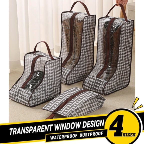 AYktou Boot Bag-Portable Boot Storage Organizer with Tall Boots,Zippered Dust-Proof Shoe Bags with Clear Window,Boot Bags for Cowboy Boots,Travel Shoe Bags for Packing and Daily Use