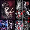 thumbnail image 2 of Pintura de diamantes 5D DIY, bordado de calavera y niña, punto de cruz, mosaico, imagen de diamantes de imitación, regalo de Halloween, 2 of 4