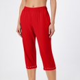 thumbnail image 6 of JULMCOMO Capri Pants for Women High Waisted Stretch Rhinestone Trim Capri Leggings Comfy Workout Yoga Pants Red 2XL, 6 of 6