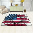 thumbnail image 2 of SKYSONIC 72x48in Sunflower USA Flag Area Rug, Unique America Floral Non-Slip Floor Carpet for Indoor Living Dining Room and Bedroom Area, 2 of 7
