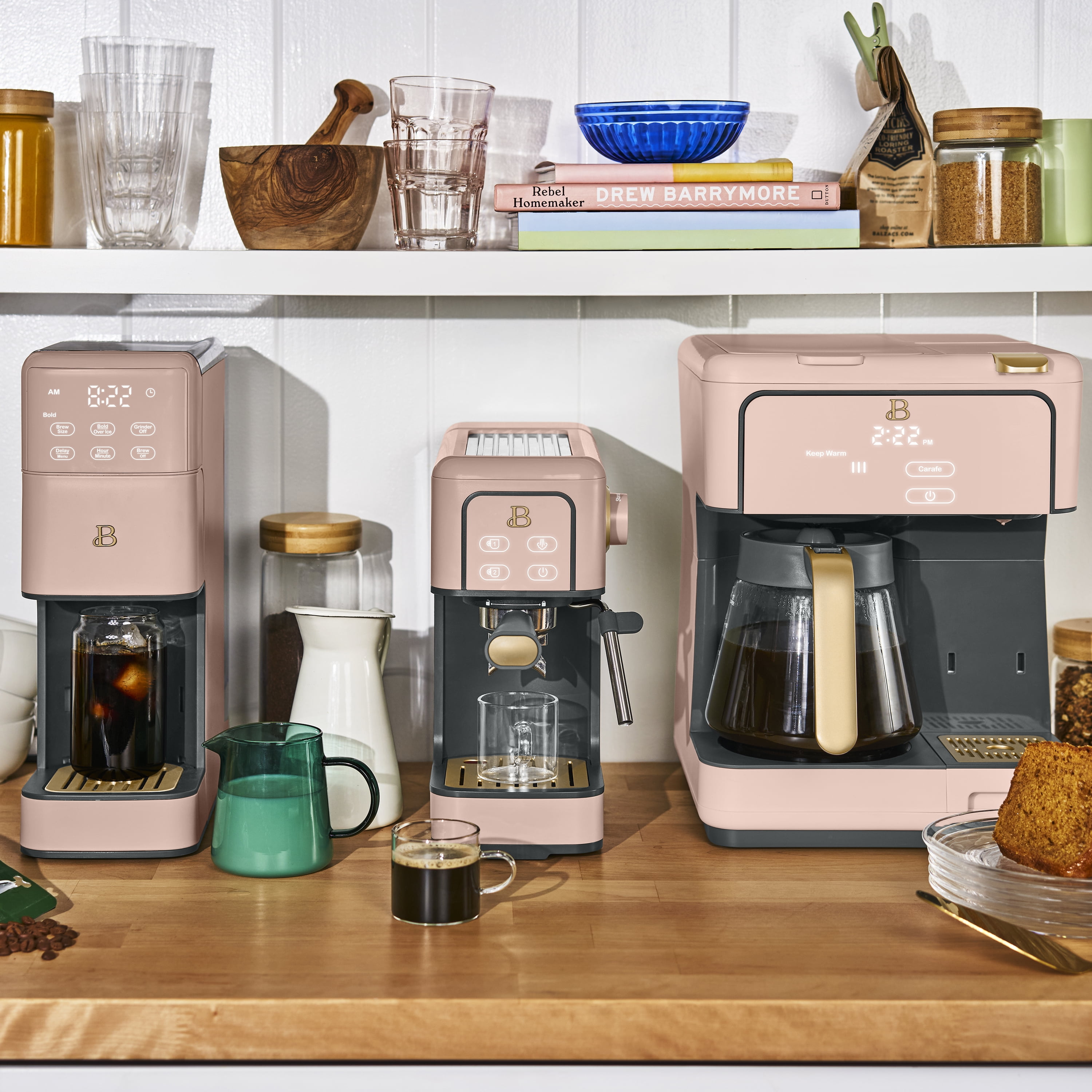 Beautiful Multi-Brew 12-Cup Programmable Drip & Single-Serve Coffee Maker, Rose by Drew Barrymore