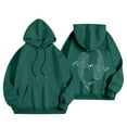 thumbnail image 4 of Fiaer Women Hoodies Long Sleeve Loose Fit Hooded Sweatsirts Drawstring Ocean Theme Graphic Pocket Tops Dark Green XXL, 4 of 6