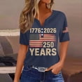thumbnail image 2 of Trgacdwlo USA 250th Anniversary T Shirt Short Sleeves Tops for Women Button V Neck Flag Print Freedom 4th of July Women Tshirts Graphic Blue XXL, 2 of 4