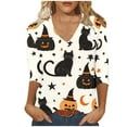 thumbnail image 2 of PNTUTB Women's Fashion Halloween Printed 3/4 Sleeve Tops V Neck Basic Tees Comfortable Tops Blouse, 2 of 6